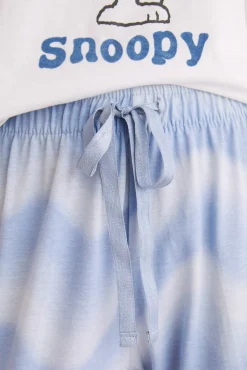 Women'secret Pijama Largo 100% Algodon Snoopy Estampado Beige Clearance