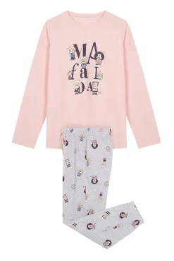 Women'secret Pijama Largo Algodon Mafalda Rosa Outlet