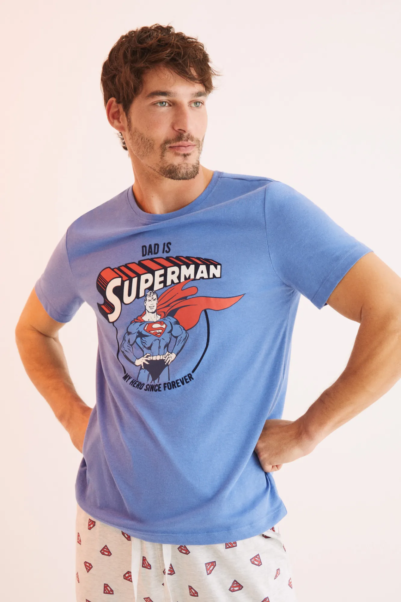 Women'secret Pijama Largo Hombre Algodon Superman Gris Best