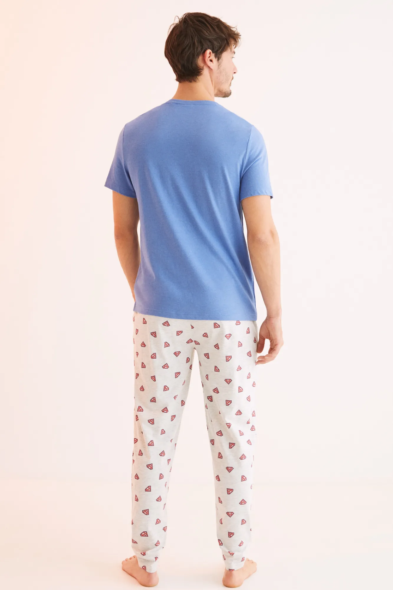 Women'secret Pijama Largo Hombre Algodon Superman Gris Best