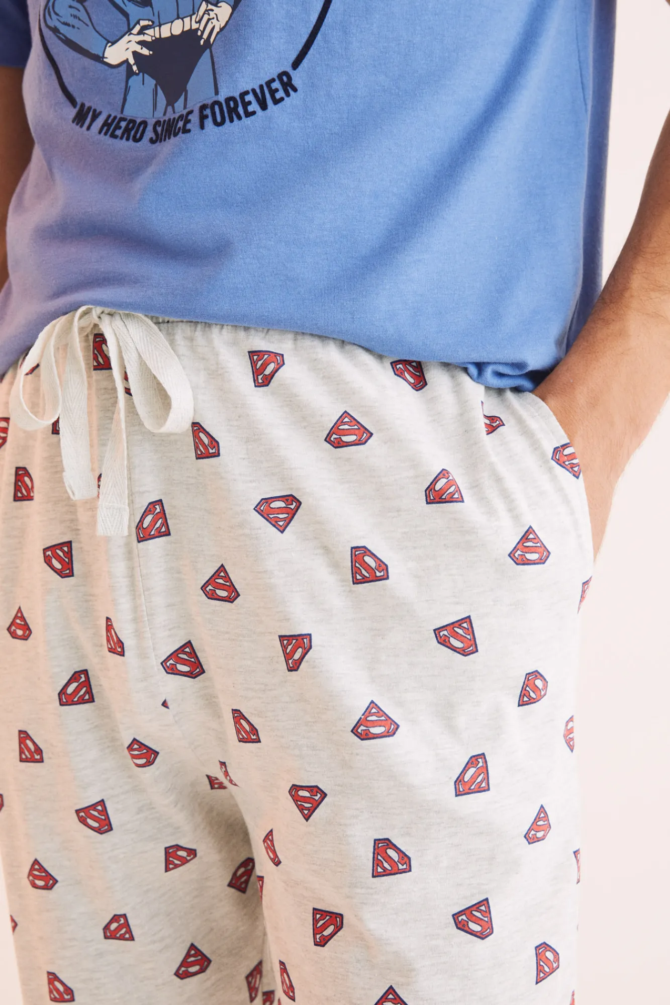 Women'secret Pijama Largo Hombre Algodon Superman Gris Best