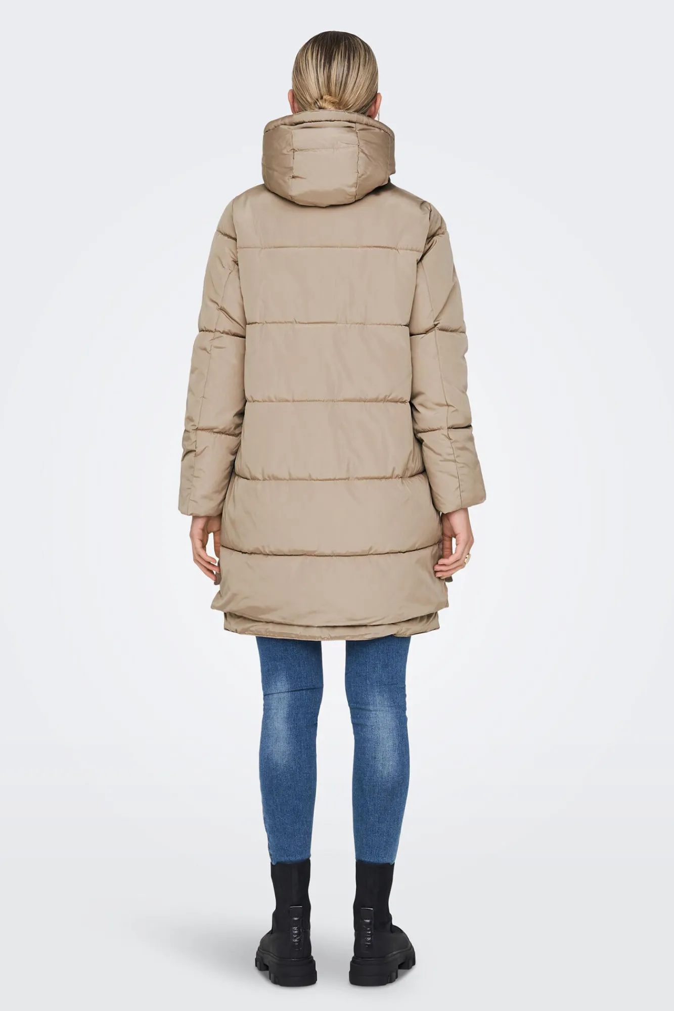Only Plumifero Largo Capucha Beige Clearance
