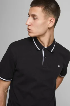 Jack & Jones Polo Algodon Cuello Contraste Negro Sale