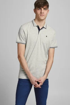 Jack & Jones Polo Algodon Cuello Contraste Gris Claro Online