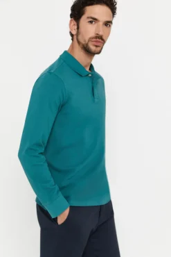 Cortefiel Polo Basico Manga Larga Turquesa Clearance