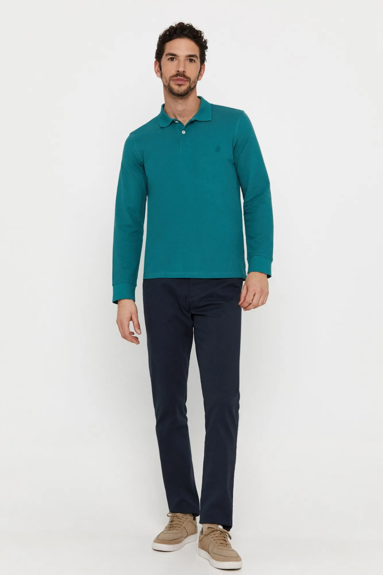 Cortefiel Polo Basico Manga Larga Turquesa Clearance