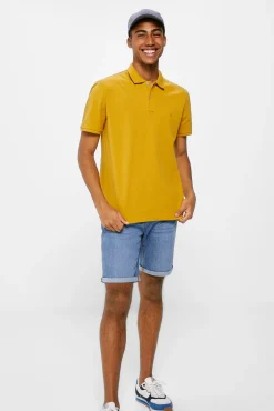 * Polo Basico Pique Slim Estampado Amarillo