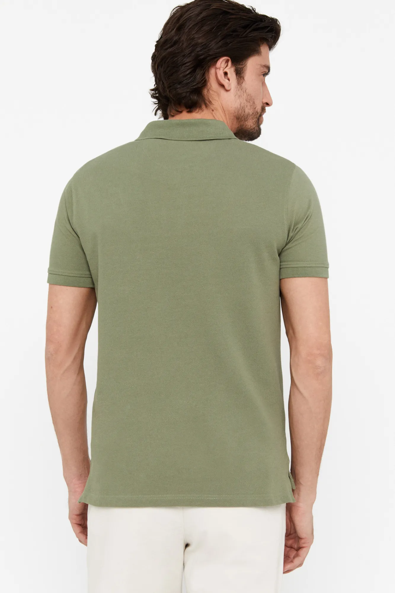 Cortefiel Polo Basico Pique Slim Kaki Sale