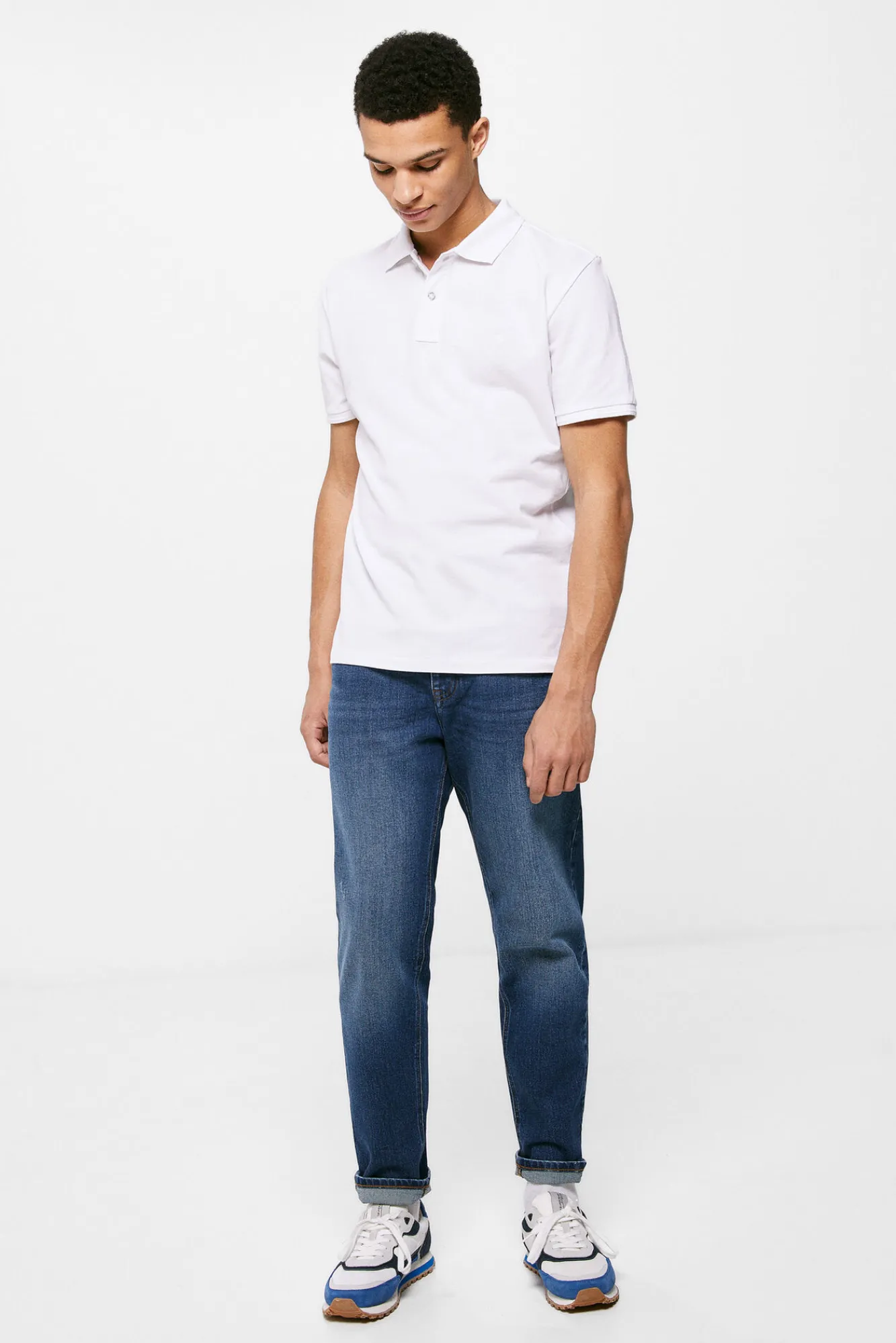 * Polo Basico Pique Slim Blanco Discount