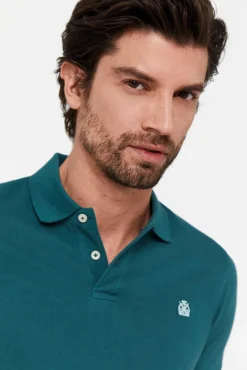 Cortefiel Polo Basico Pique Slim Verde Oscuro Outlet