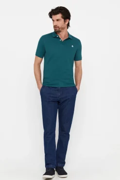 Cortefiel Polo Basico Pique Slim Verde Oscuro Outlet