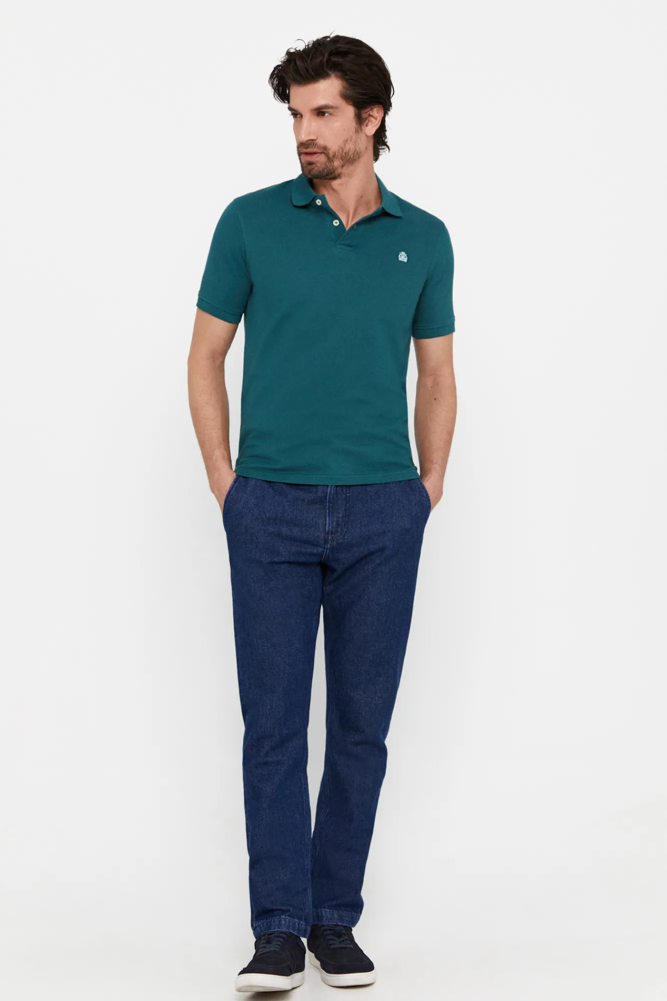 Cortefiel Polo Basico Pique Slim Verde Oscuro Outlet