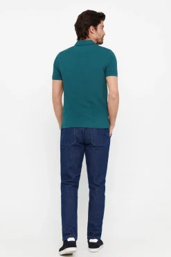 Cortefiel Polo Basico Pique Slim Verde Oscuro Outlet