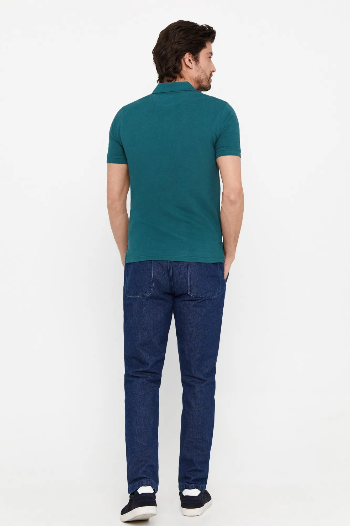 Cortefiel Polo Basico Pique Slim Verde Oscuro Outlet