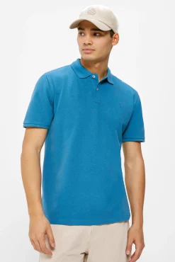 * Polo Basico Pique Slim Azul Discount