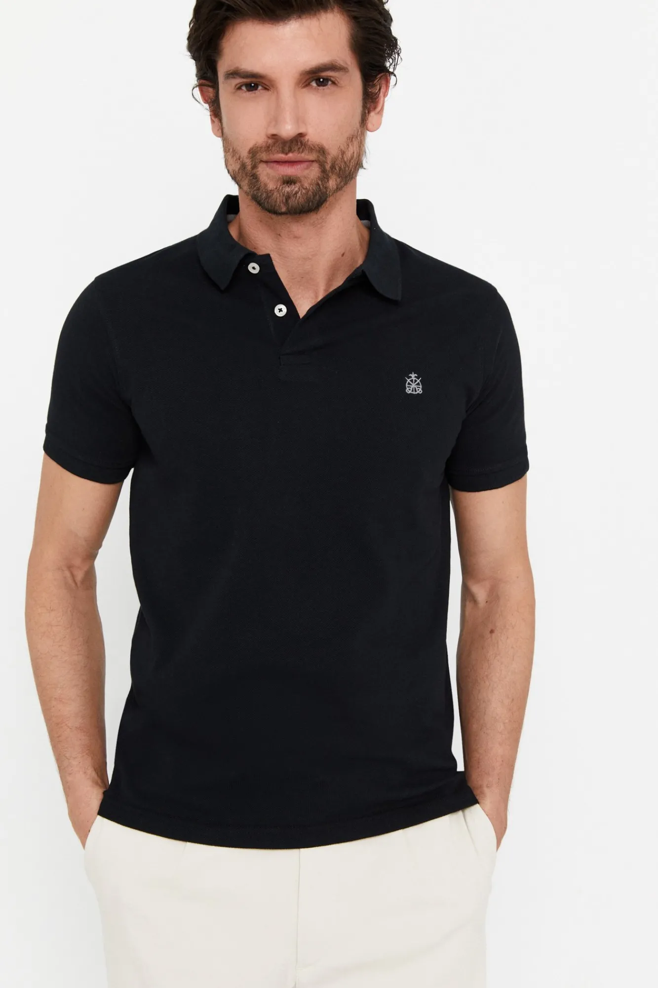 Cortefiel Polo Basico Pique Slim Negro Best