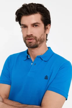 Cortefiel Polo Basico Pique Slim Turquesa Discount