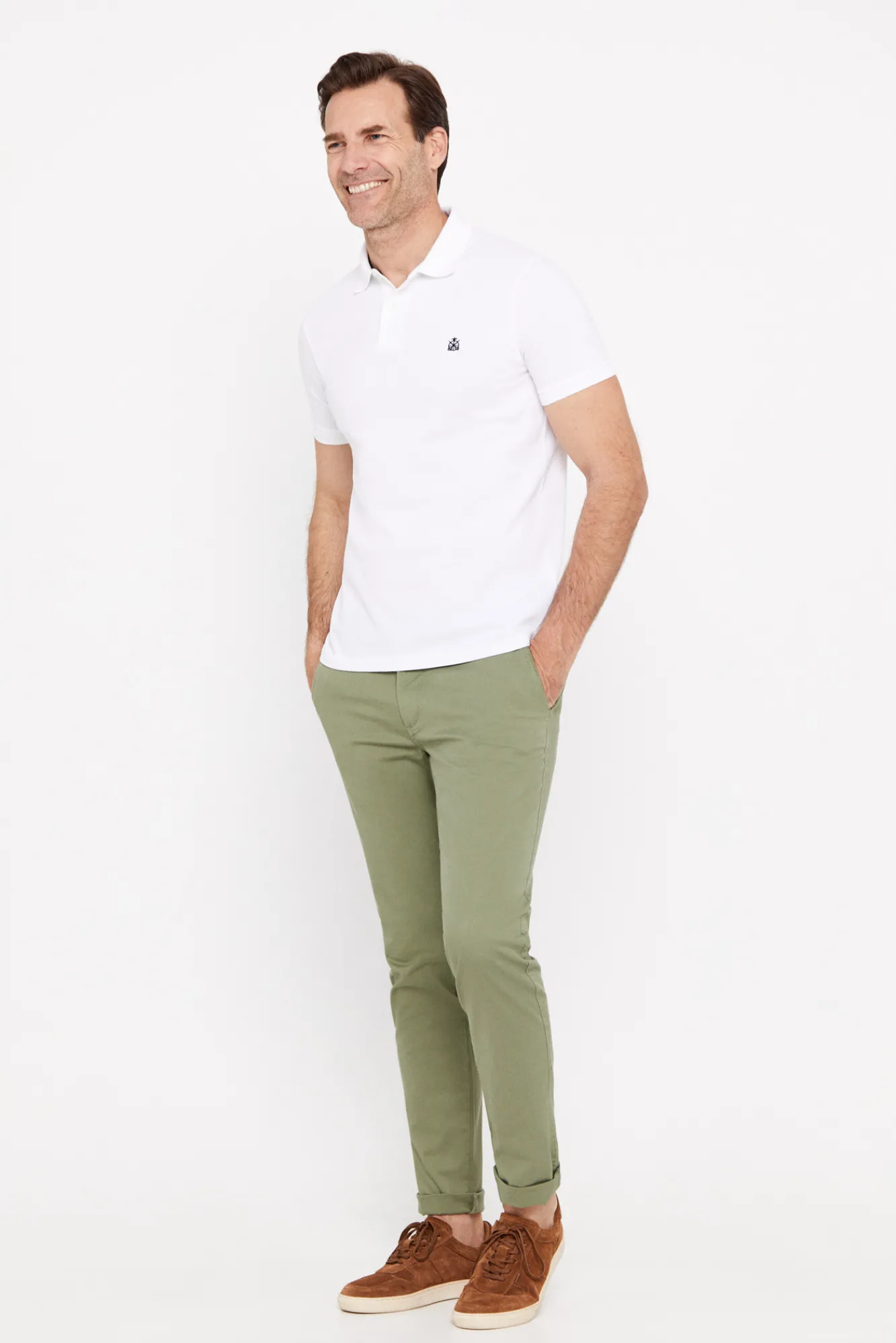 Cortefiel Polo Basico Pique Slim Blanco