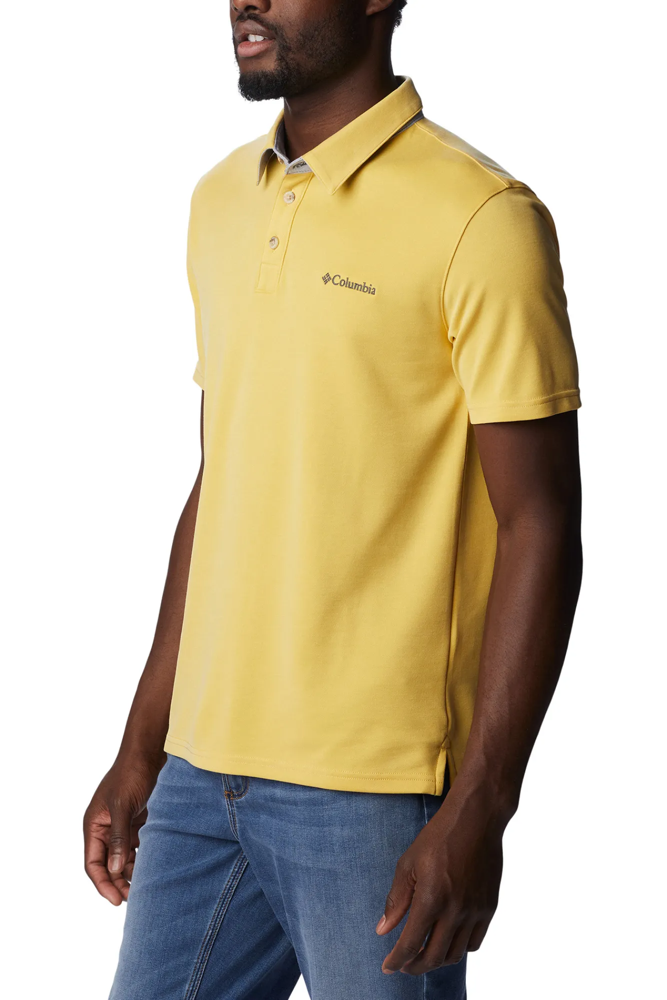 Columbia Polo Para Hombre Nelson Point™ Amarillo Clearance