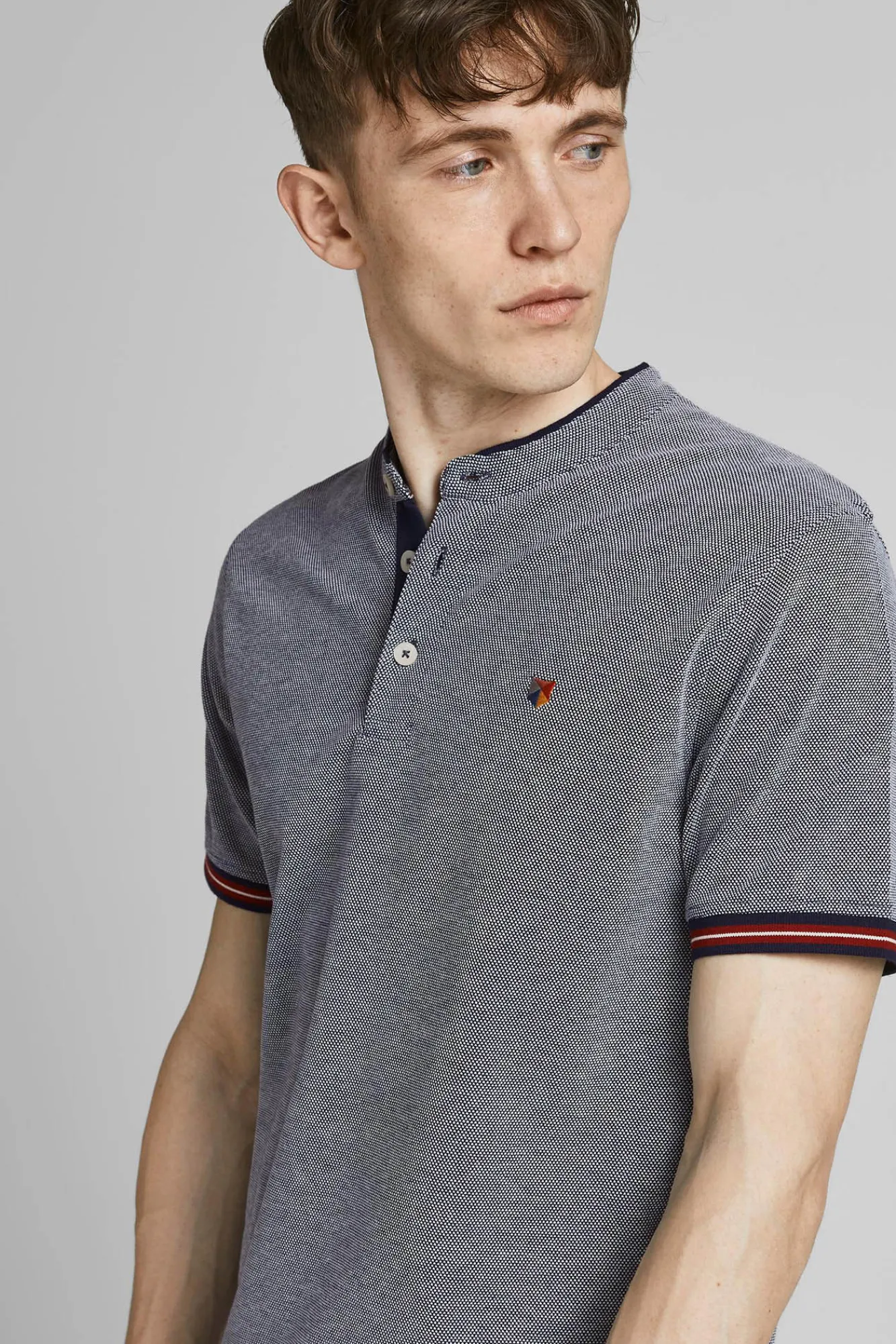 Jack & Jones Polo Cuello Mao Azul Medio Sale