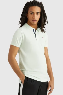 Tommy Jeans Polo De Hombre De Manga Corta . Verde Hot