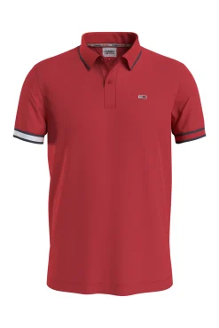 Tommy Jeans Polo De Hombre De Manga Corta . Rojo Outlet