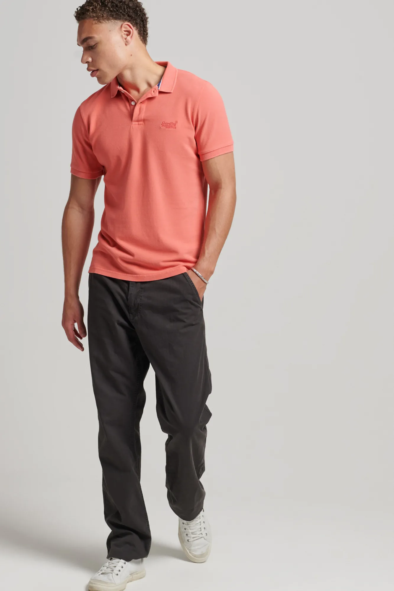 Superdry Polo Destroyed Coral Discount
