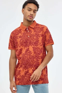 Inside Polo Estampado Floral Estampado Granate Discount