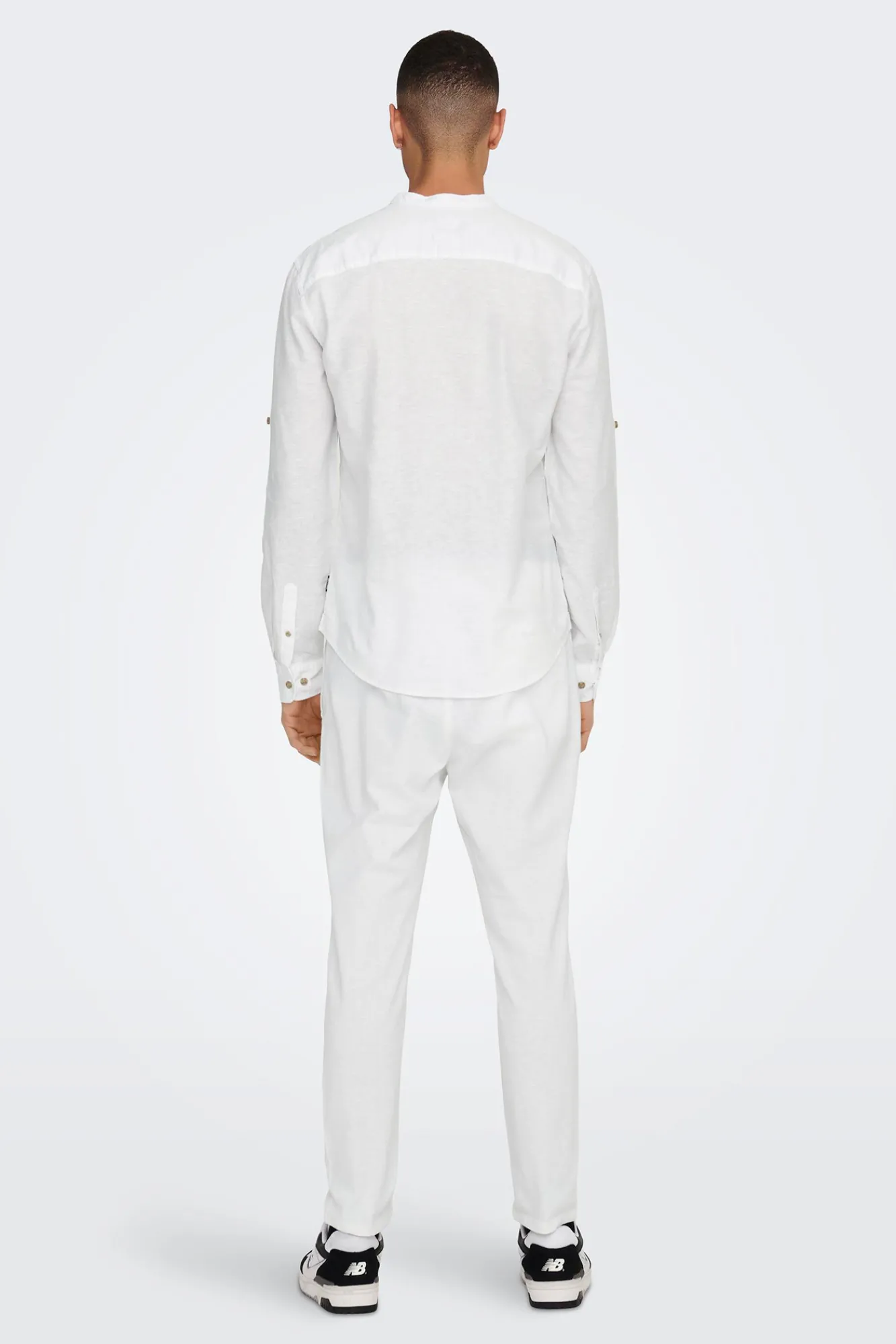 Only & Sons Polo Lino Cuello Mao Blanco Online