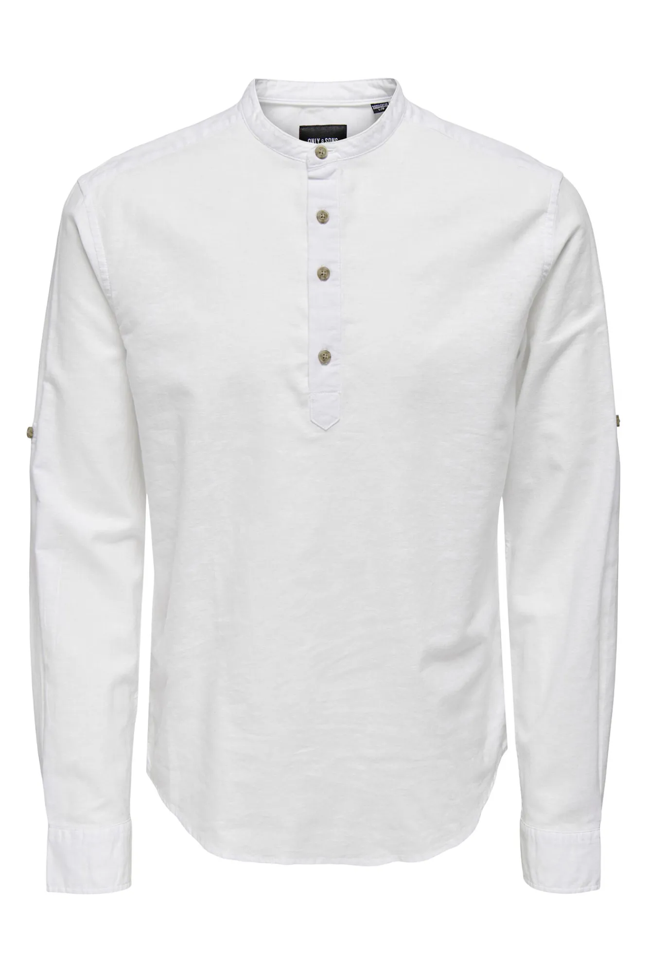 Only & Sons Polo Lino Cuello Mao Blanco Online