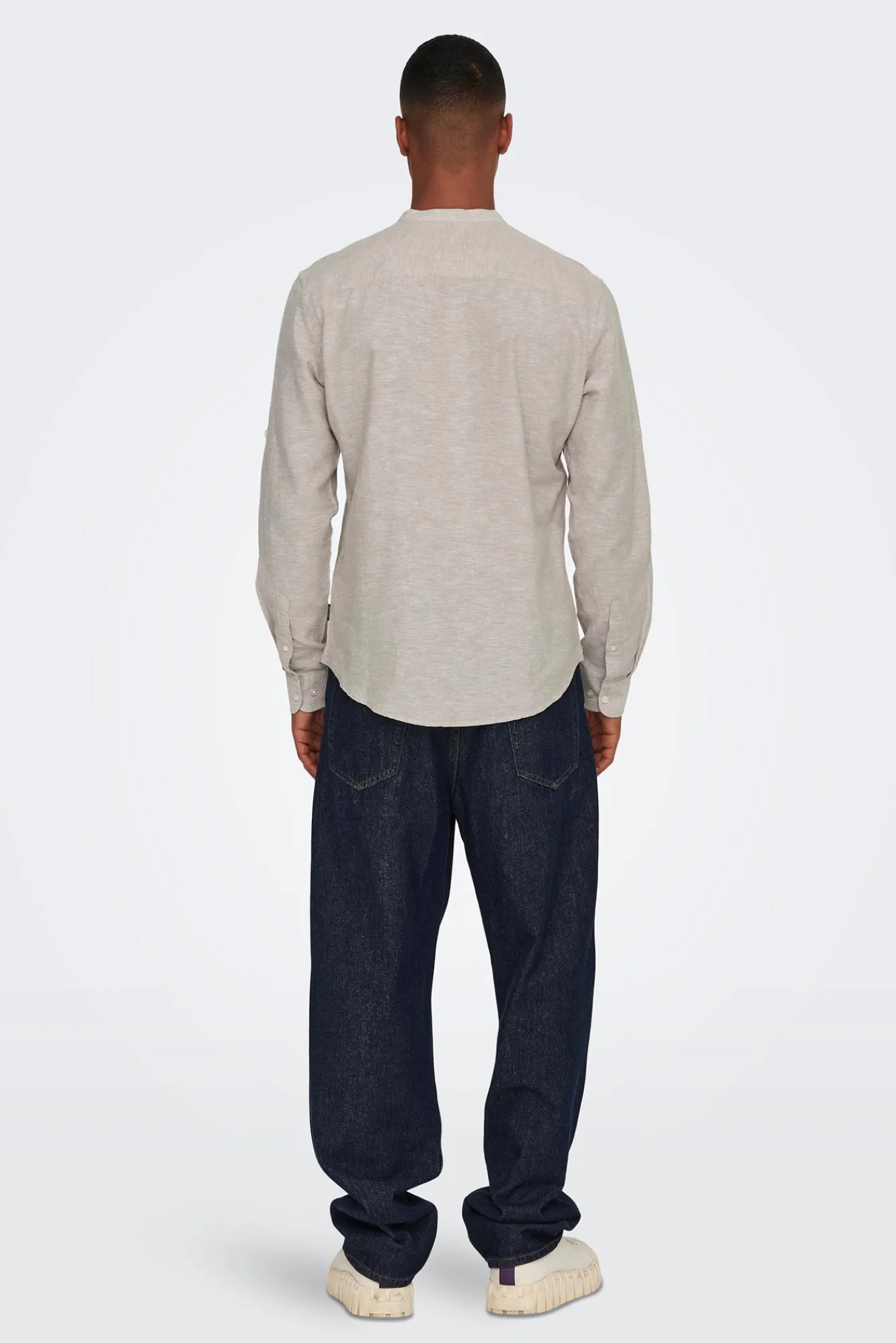 Only & Sons Polo Lino Cuello Mao Marron Medio Hot