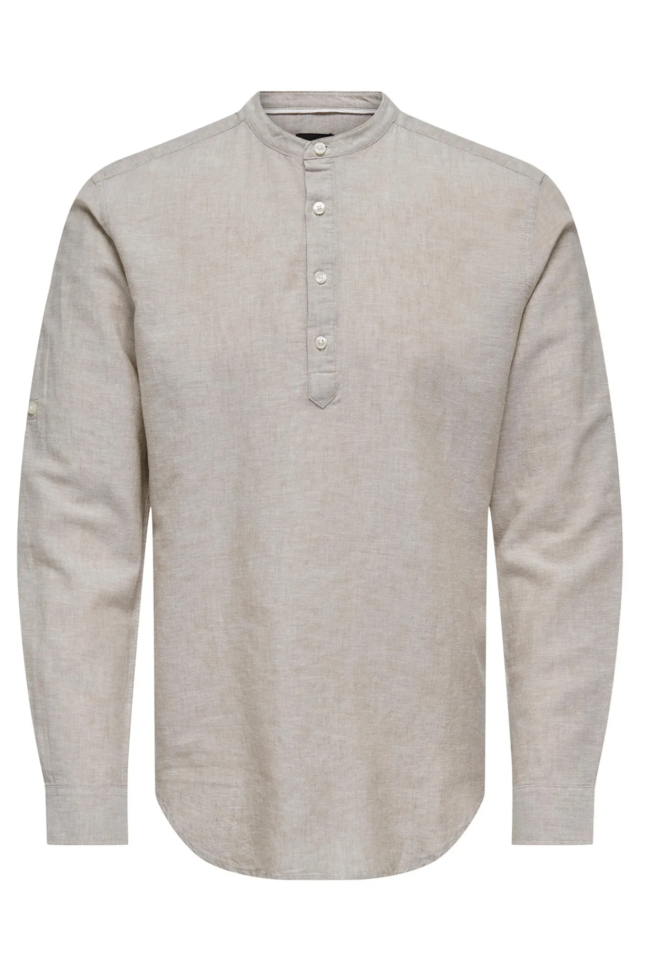 Only & Sons Polo Lino Cuello Mao Marron Medio Hot
