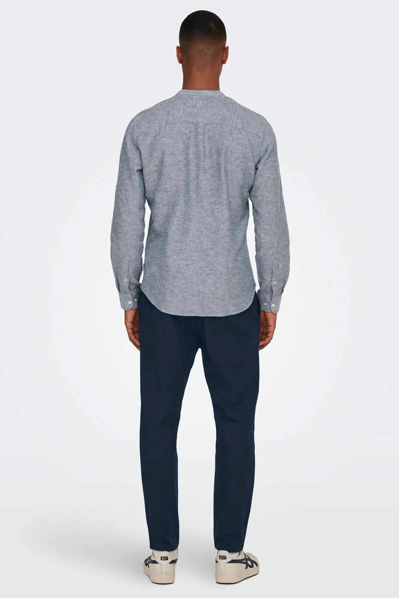 Only & Sons Polo Lino Cuello Mao Azul Medio Hot