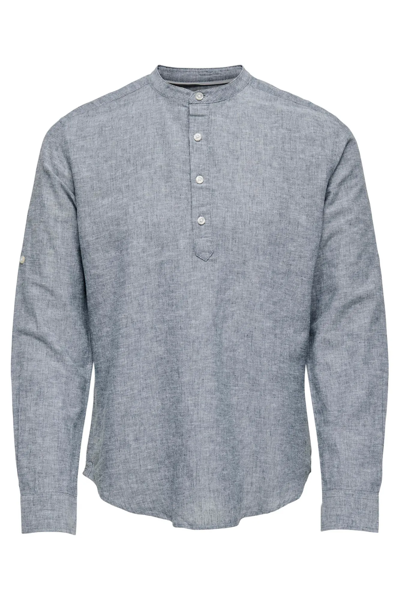 Only & Sons Polo Lino Cuello Mao Azul Medio Hot