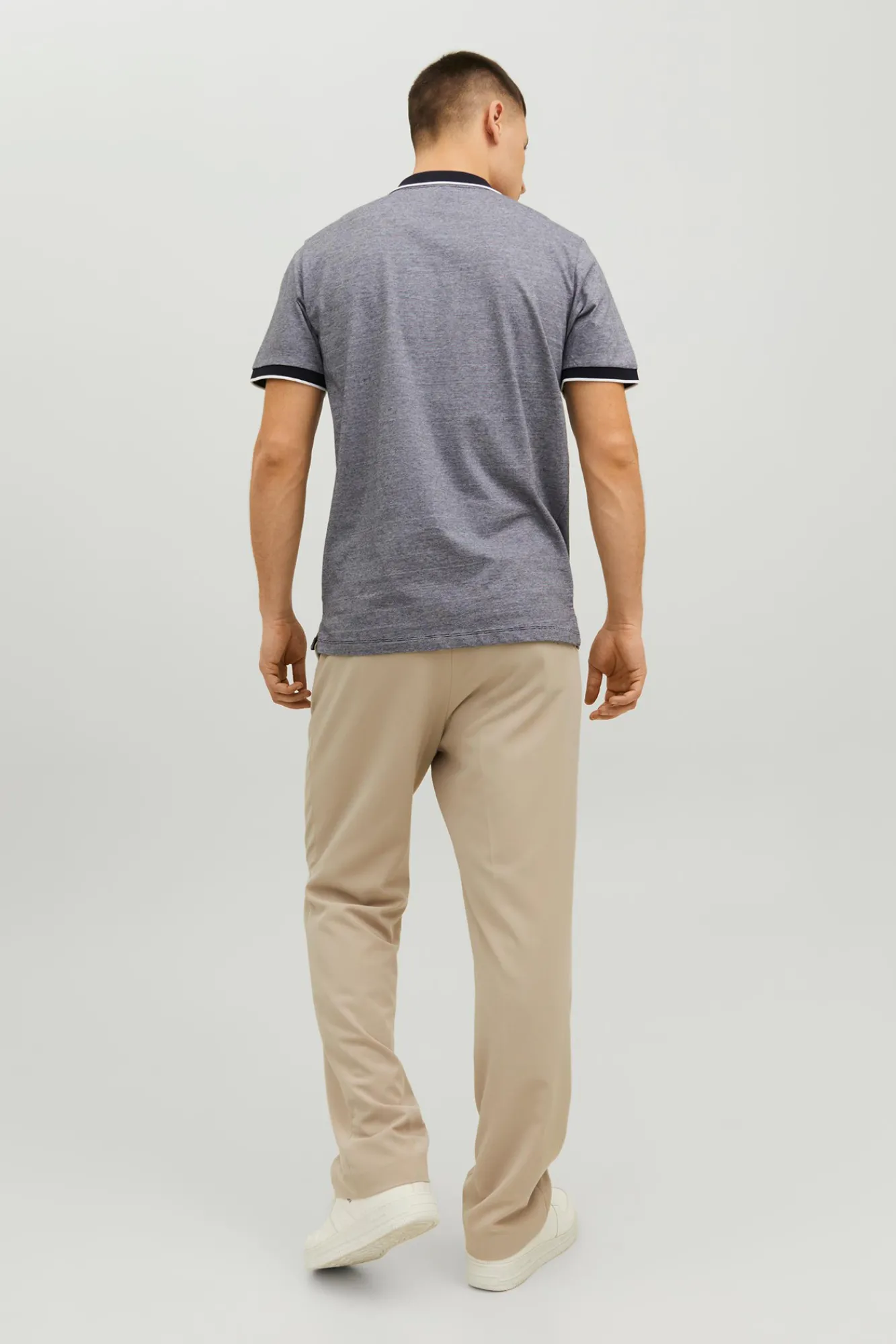 Jack & Jones Polo Liso Manga Corta Gris Medio Discount