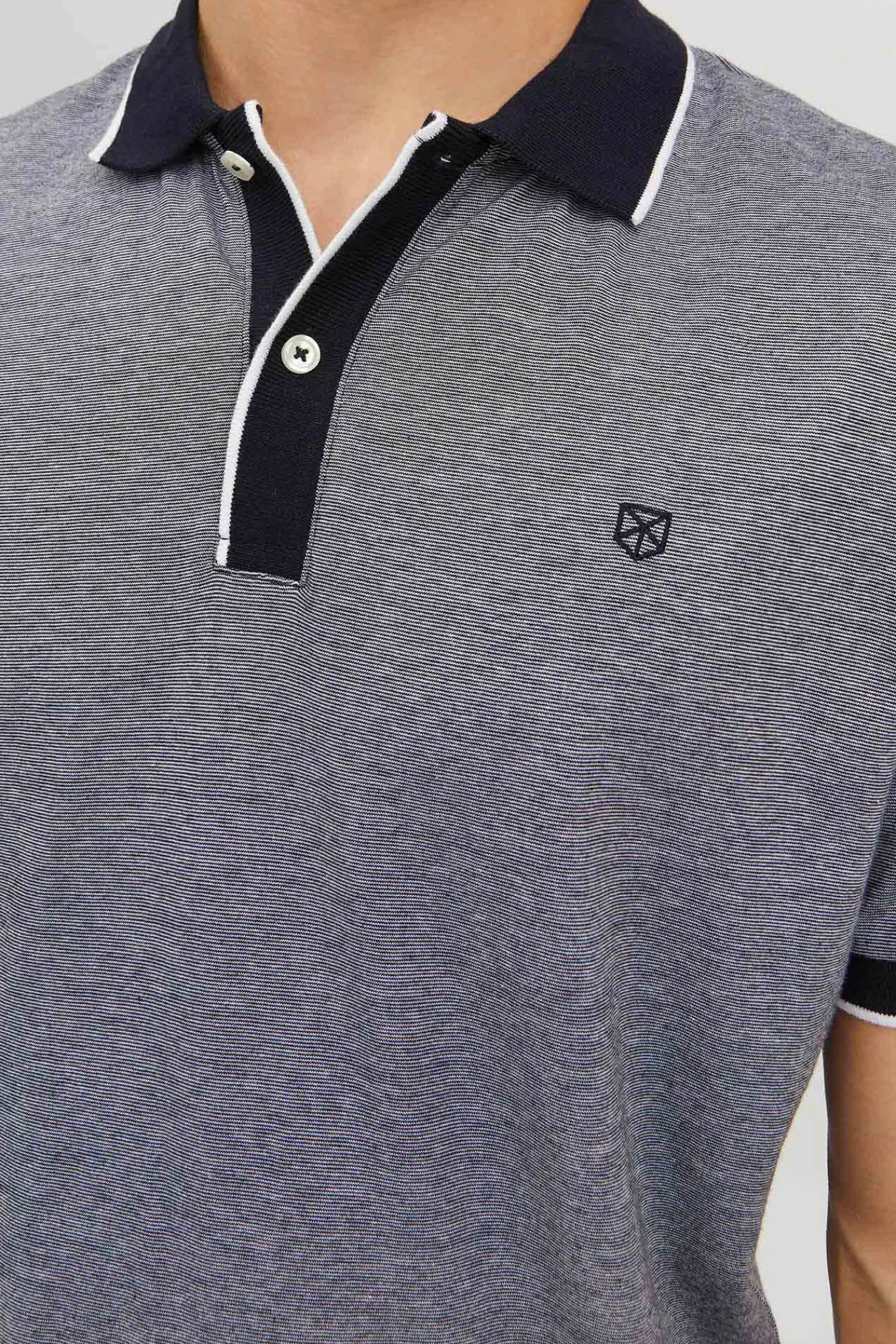 Jack & Jones Polo Liso Manga Corta Gris Medio Discount