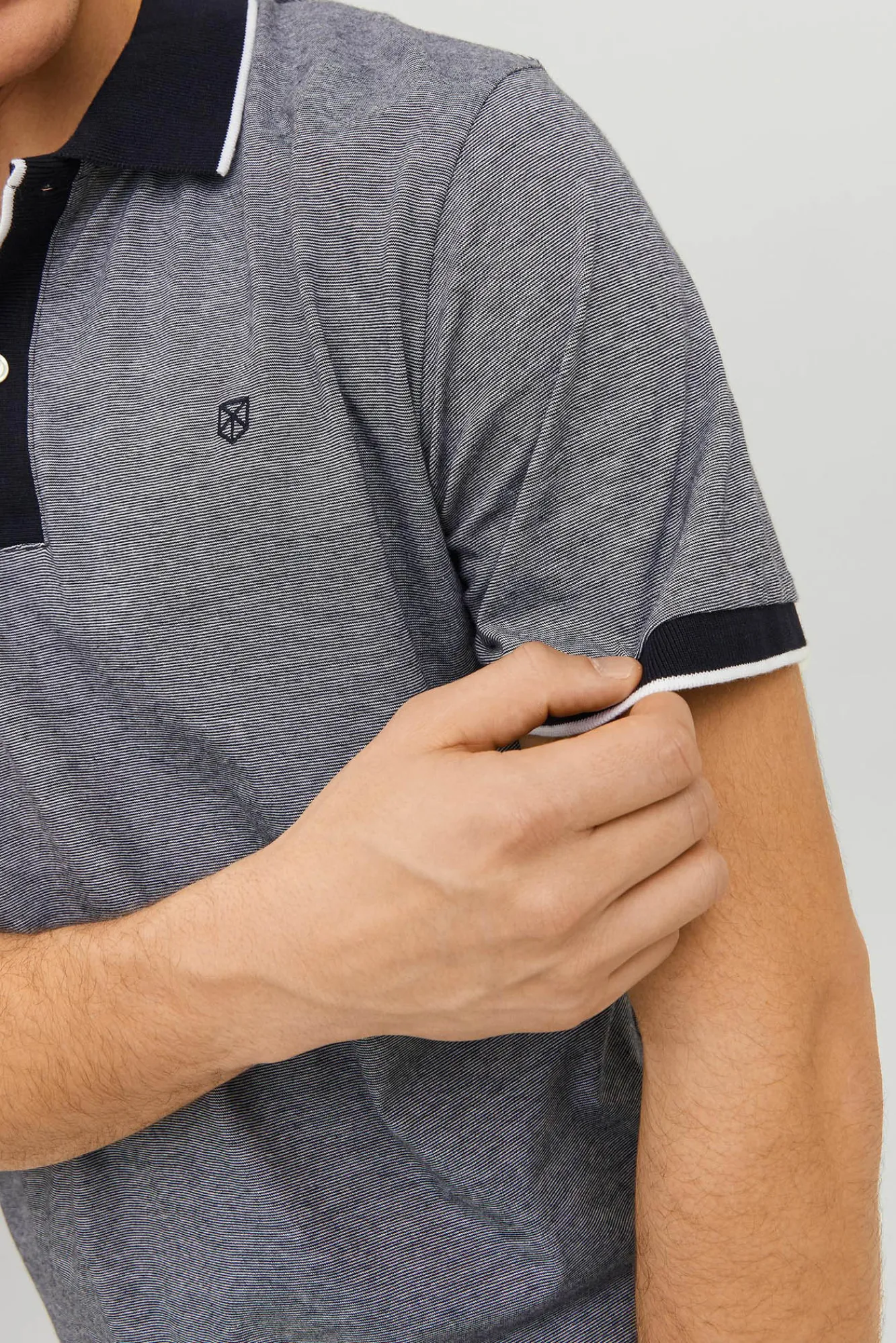 Jack & Jones Polo Liso Manga Corta Gris Medio Discount