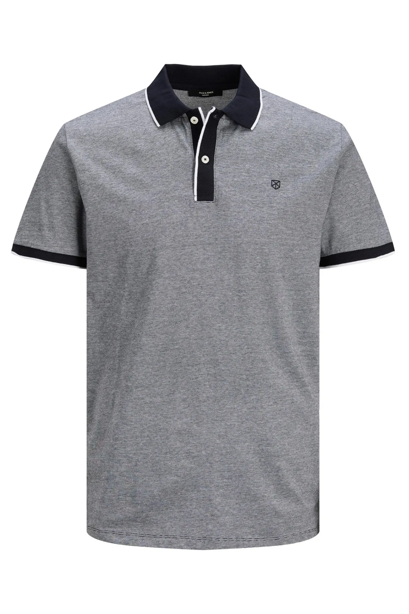 Jack & Jones Polo Liso Manga Corta Gris Medio Discount