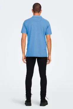 Only & Sons Polo Manga Corta Azul Medio Sale