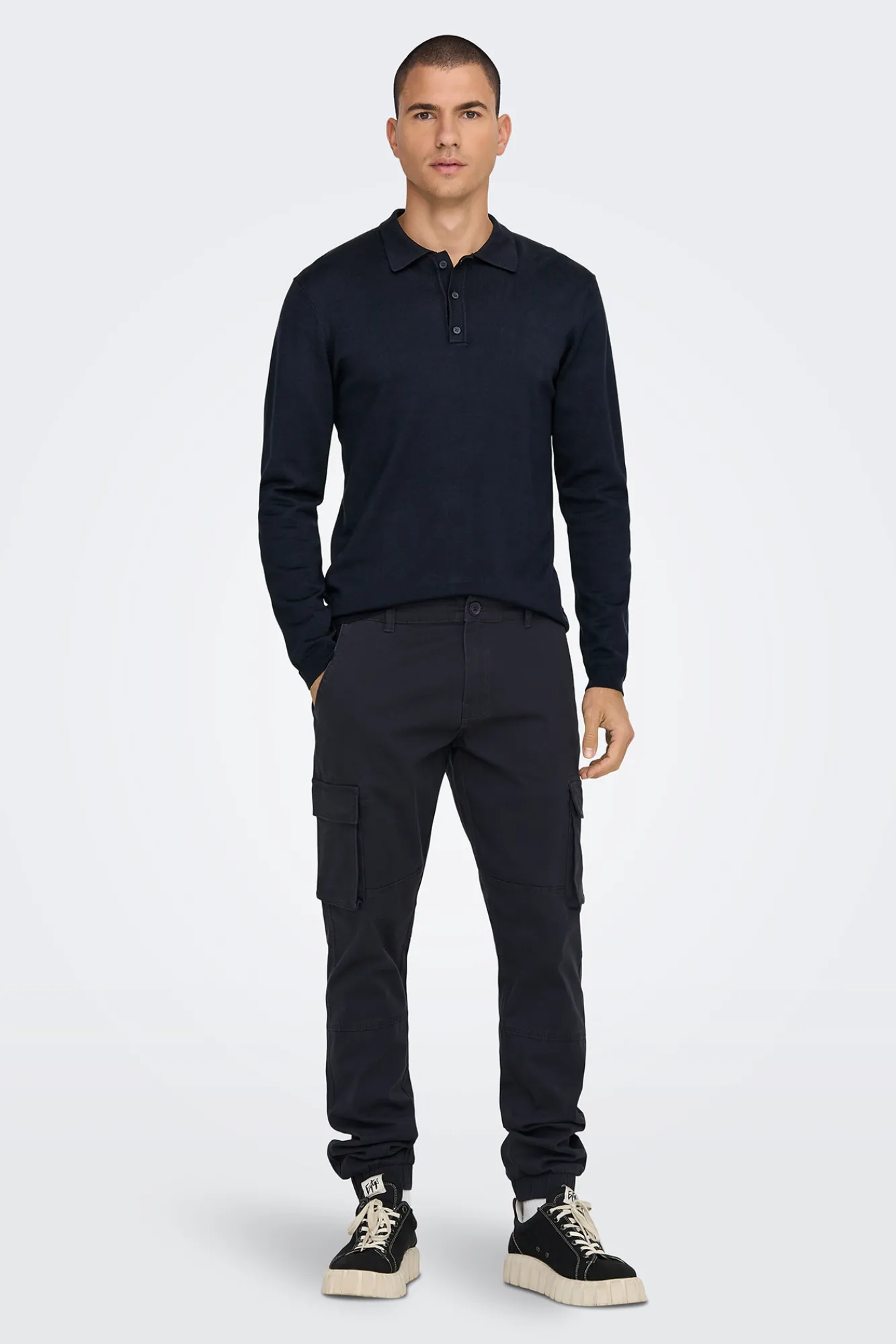 Only & Sons Polo Manga Larga Navy Outlet