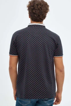 Inside Polo Mao Estampado Geometrico Azul Oscuro Online