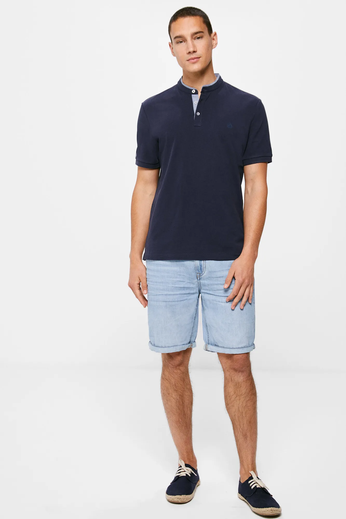 * Polo Mao Slim Azul Oscuro