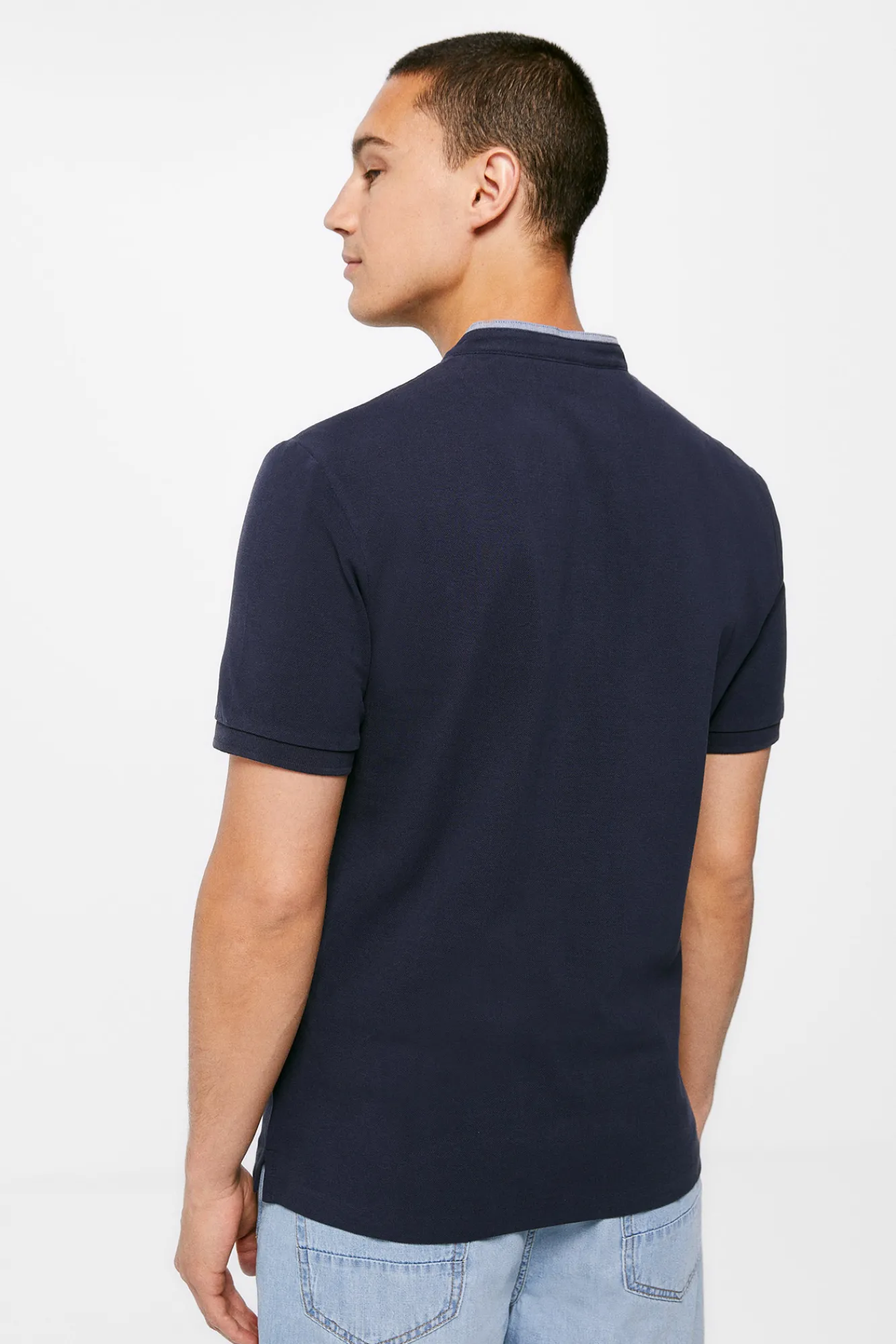 * Polo Mao Slim Azul Oscuro