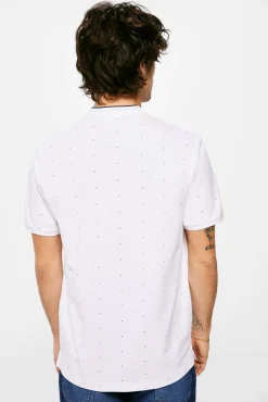* Polo Mao Slim Estampado All Over Blanco