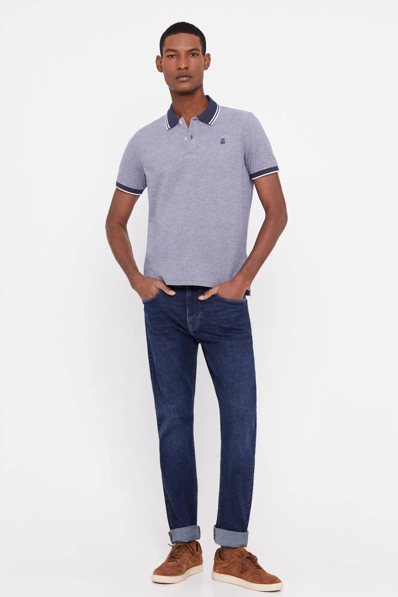 Cortefiel Polo Oxford Tip Azul Marino Hot