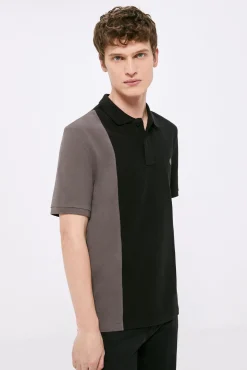 * Polo Pique Block Horizontal Gris Oscuro Hot
