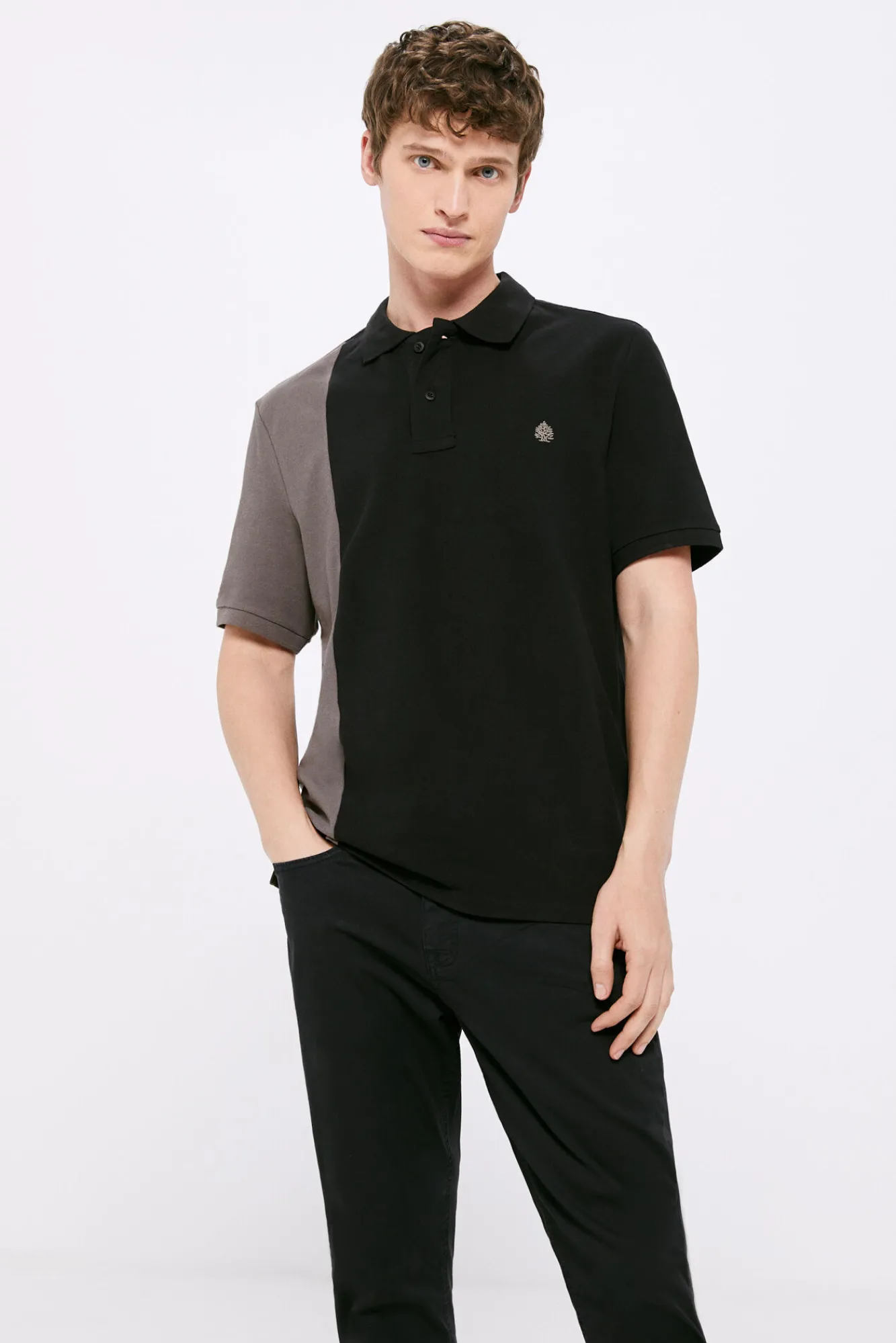 * Polo Pique Block Horizontal Gris Oscuro Hot