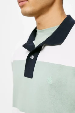 * Polo Pique Color Block Azul Oscuro