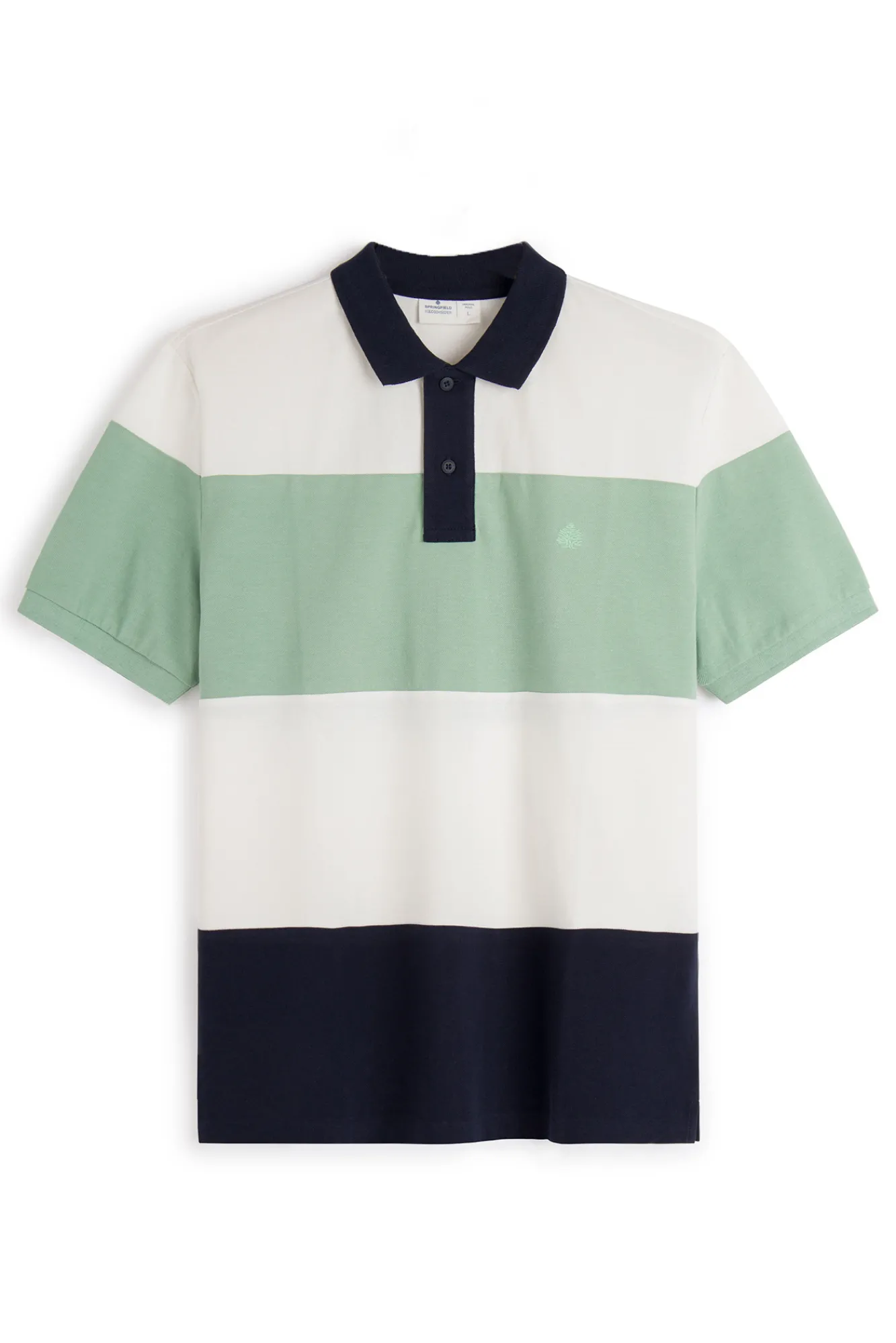 * Polo Pique Color Block Azul Oscuro