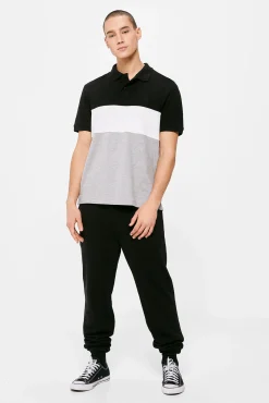 * Polo Pique Color Block Negro New